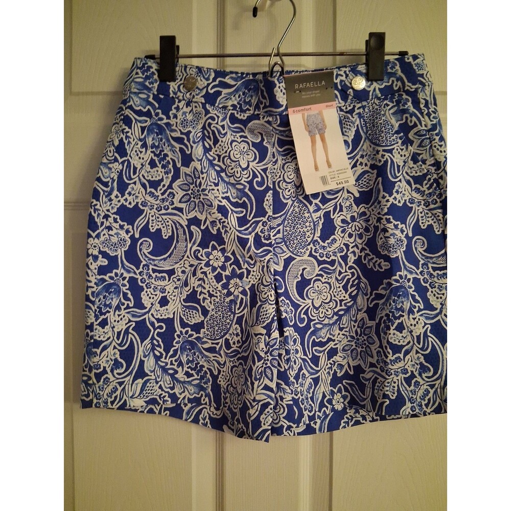 RAFAELLA Ladies Shorts Size 6 Blue Print NEW